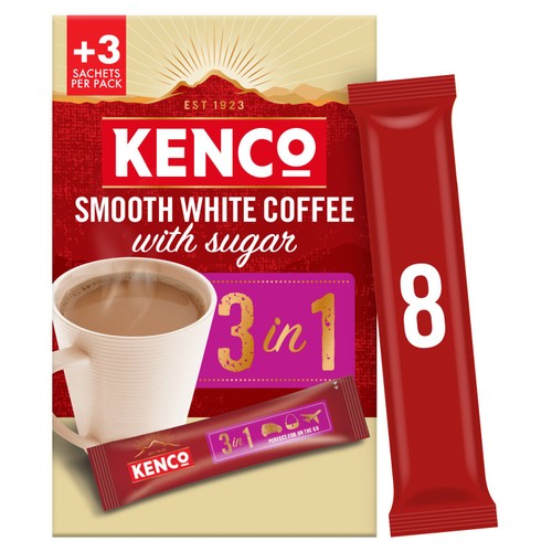 Kenco 3 In 1 Smooth White Coffee With Sugar 8 Sachets 