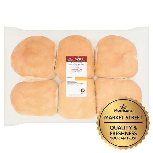 Market Street Large White Bread Baps