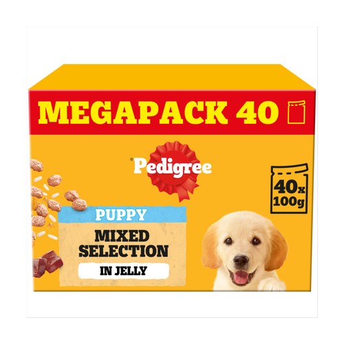Pedigree Puppy Wet Dog Food Pouch Mixed Selection In Jelly 40x100g
