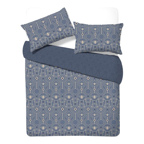 Nutmeg Home Easy Care Navy Bee Duvet Set Double