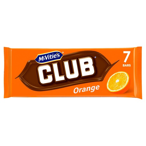 McVitie's Club Orange Chocolate Biscuit Bars 7 Pack Multipack