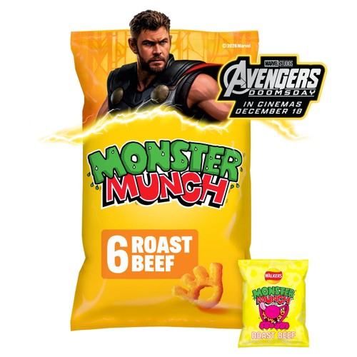 Walkers Monster Munch Roast Beef Multipack Snacks Crisps