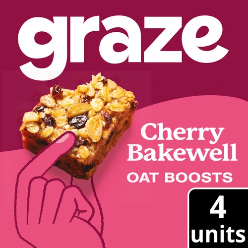 Graze Cherry Bakewell Oat Boost Flapjack Snack Bars 4 x 30g