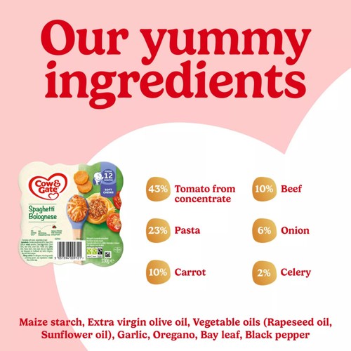 Cow & Gate Spaghetti Bolognese Baby Food Meal 12+ Months 230g