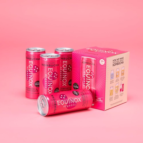 Equinox Organic Raspberry & Elderflower Sparkling Kombucha 4 x 250ml