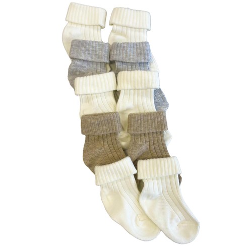 Nutmeg 6-12 Months Neutrals Baby Rib Socks 5 Pack 
