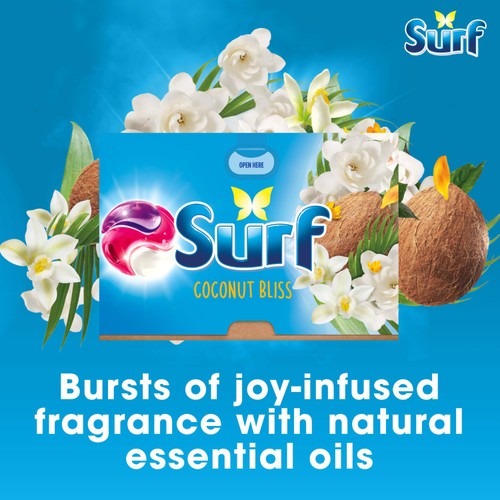 Surf 3 in 1 Laundry Washing Detergent Capsules Coconut Bliss 15 Washes