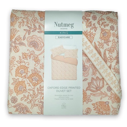 Nutmeg Home Easy Care Oxford Edge Printed Duvet Set King