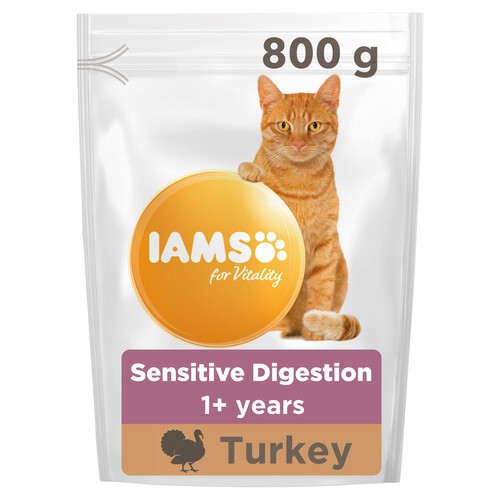 Iams Dry Cat Rich In Turkey For Sensitive Digestion 1+ Years 