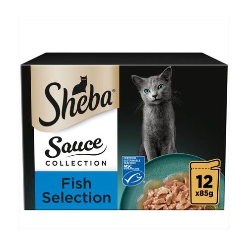 Sheba Sauce Collection Wet Cat Food Pouches Fish Selection In Gravy 12x85g