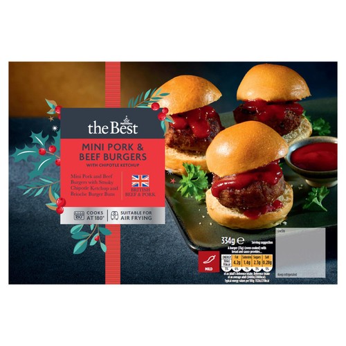 Morrisons The Best Mini Pork And Beef Burger & Chipotle Ketchup 334g