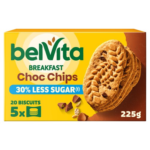 BelVita Breakfast Biscuits 30% Less Sugar Choc Chip 5 Pack 