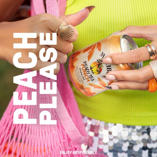 Malibu Peach Tea Punch Ready To Drink Can 10% ABV  237ml