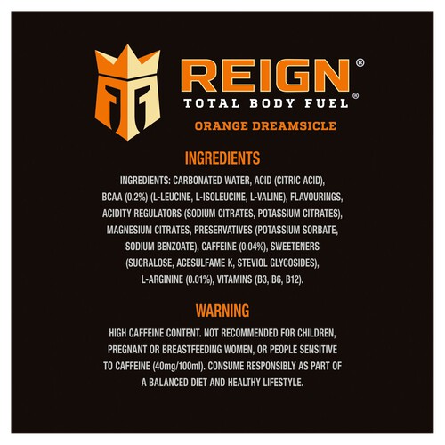 Reign Orange Dreamsicle Zero Sugar Energy Drink