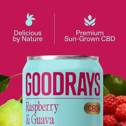 Goodrays CBD Infused Sparkling Raspberry & Guava 