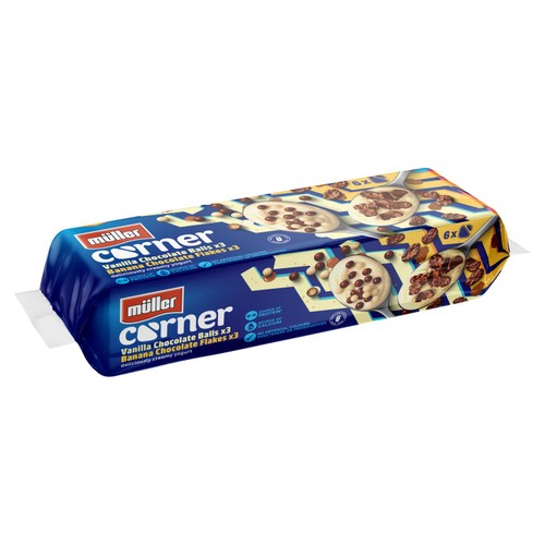 Muller Corner Vanilla Chocolate Balls, Banana Chocolate Yogurts 6 x 124g