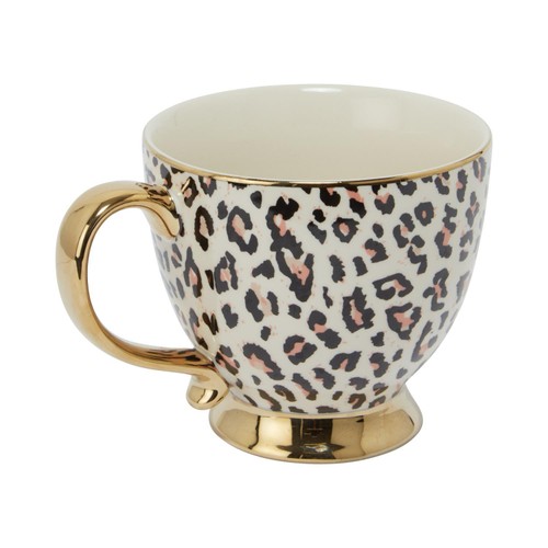 Nutmeg Leopard Print Footed Mug