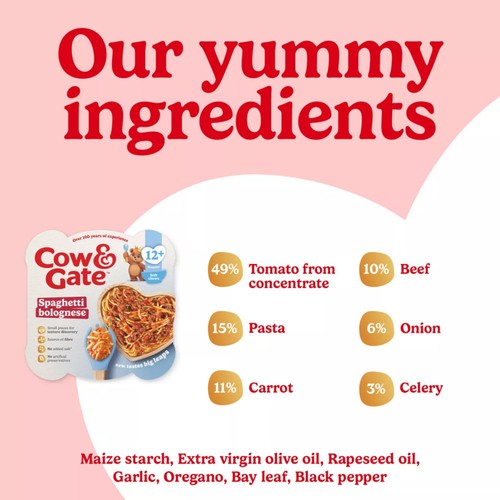 Cow & Gate Spaghetti Bolognese Baby Food Meal 12+ Months 230g