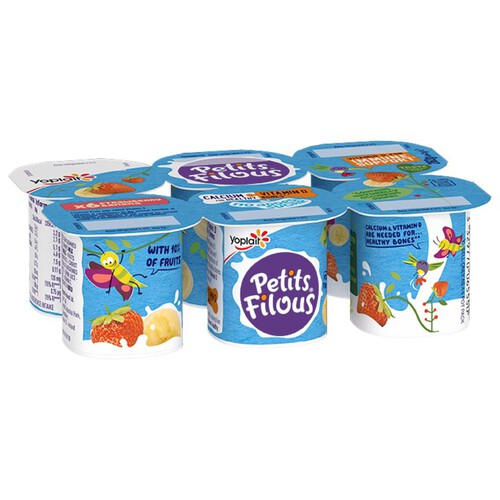 Petits Filous Kids No Added Sugar Strawberry & Banana Yoghurt Pots