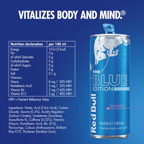 Red Bull Energy Drink Sugar Free Blue Edition Juneberry