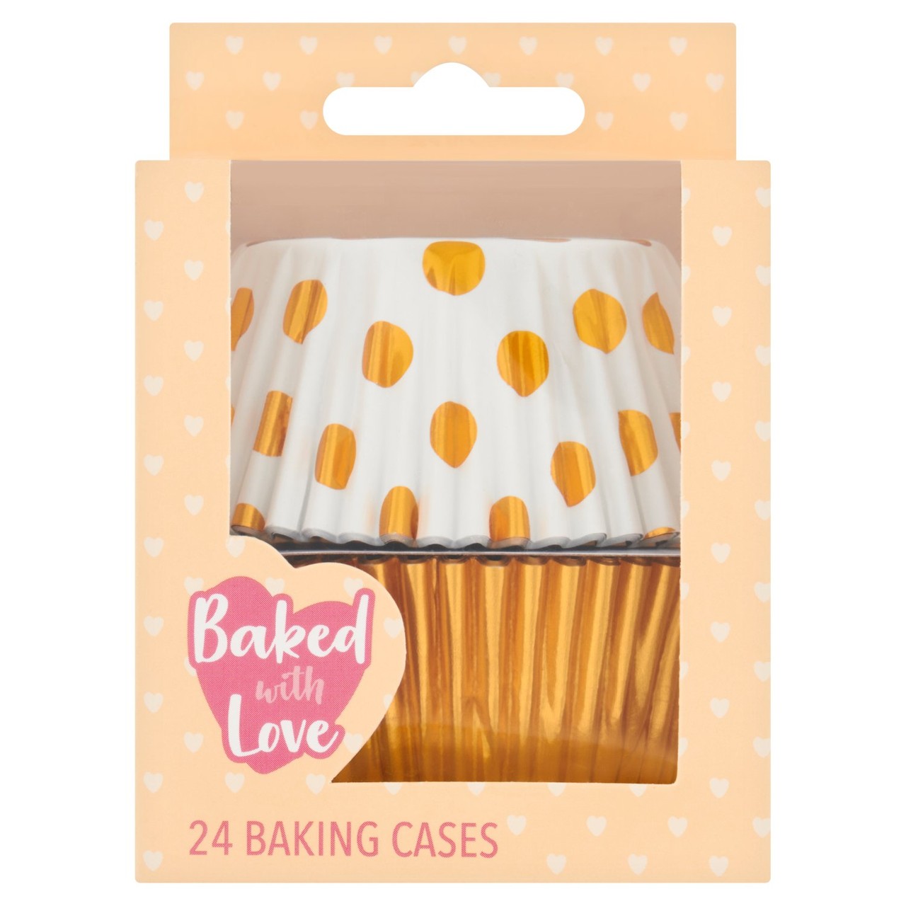 Baked With Love Foil 24 Cupcake Cases Gold And Gold Spotty
