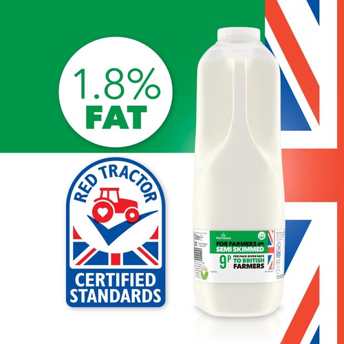 Morrisons For Farmers British Semi Skimmed Milk 2 Pint