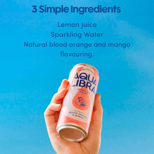 Aqua Libra Sparkling Water Infused with Blood Orange & Mango 4 x 330ml
