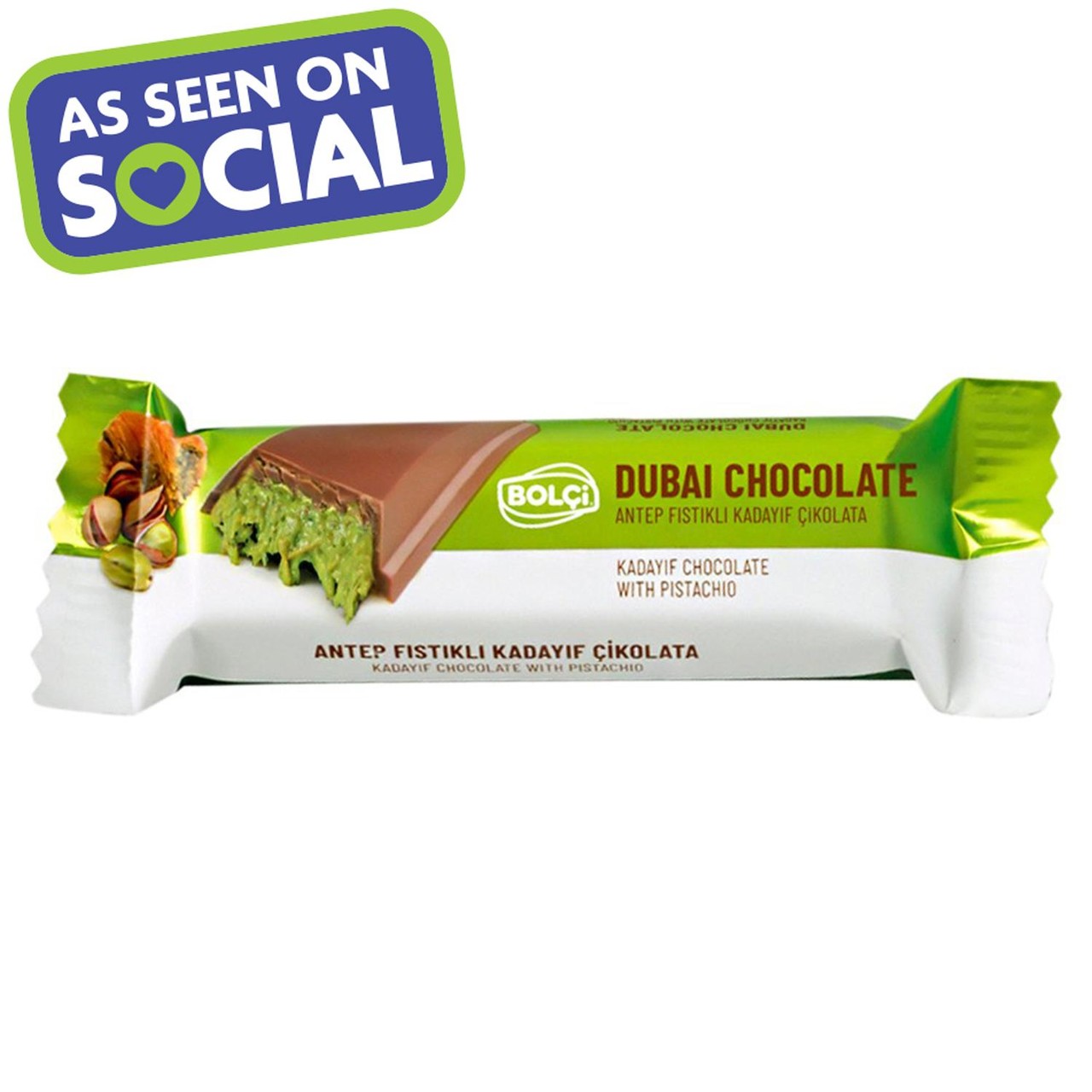 Bolci Pistachio Kadayif Filled Dubai Milk Chocolate 30g
