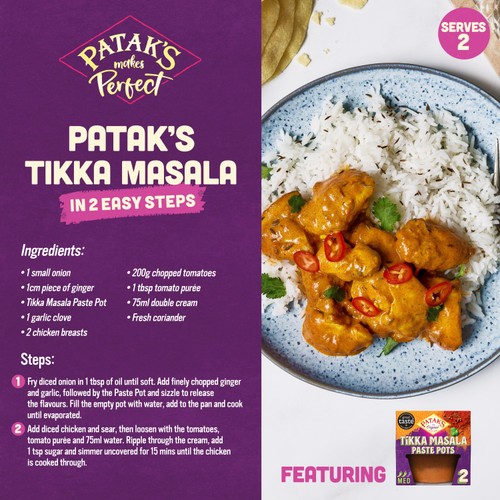 Patak's Tikka Masala Indian Medium Spice Paste Pots 2 x 70g