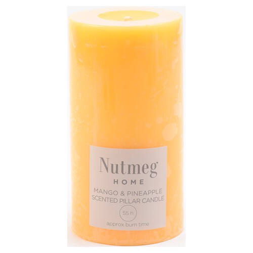 Nutmeg Home Scented Pillar Candle Mango And Pineapple (Yellow)