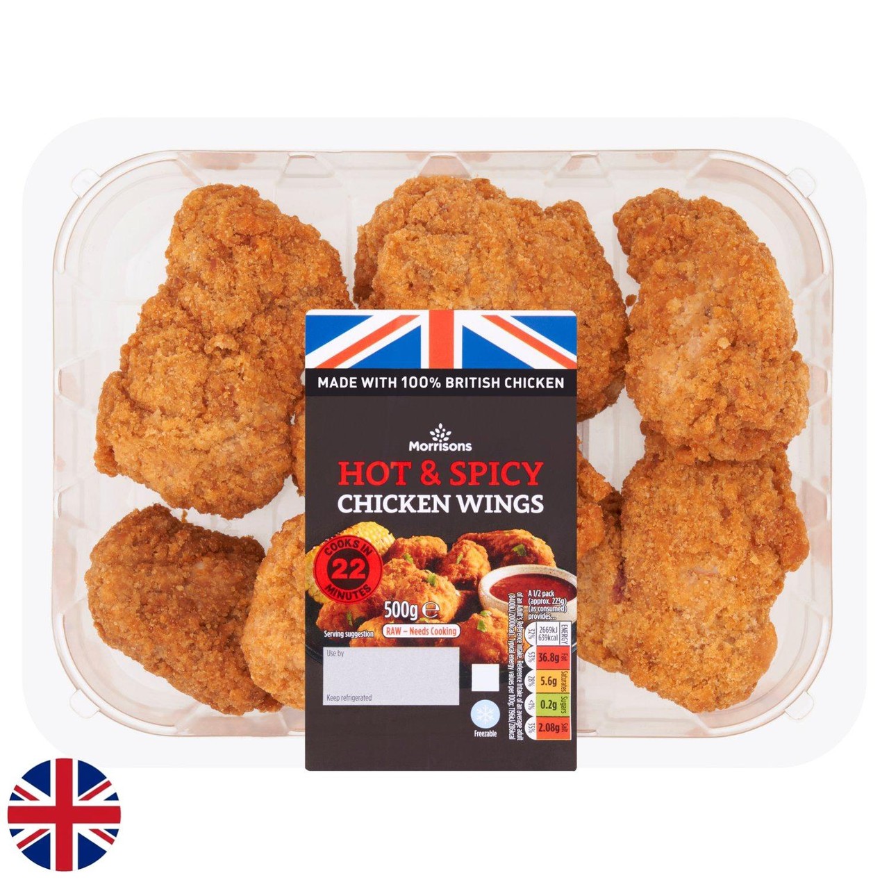 Morrisons British Breaded Hot & Spicy Chicken Wings 500g