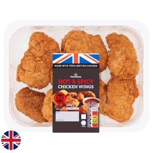 Morrisons Breaded Hot & Spicy Chicken Wings   500g