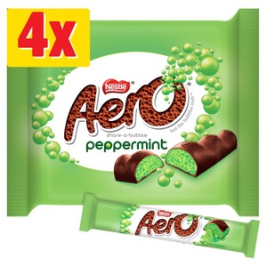 Aero Bubbly Peppermint Mint Chocolate Bar Multipack 27g 4 Pack