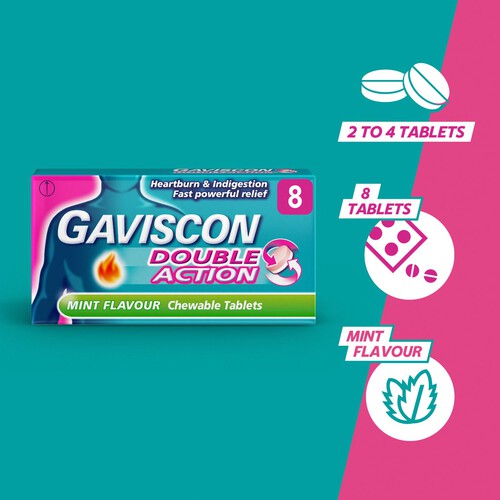 Gaviscon Double Action Heartburn & Indigestion Mint Flavour Tablets