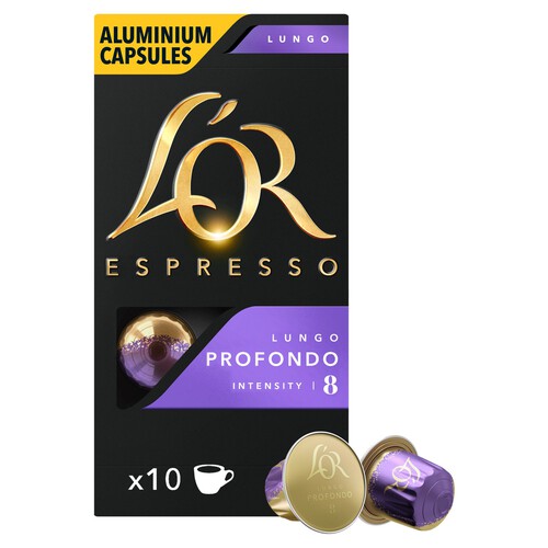 L'OR Espresso Lungo Profondo Coffee Pods x10 Intensity 8