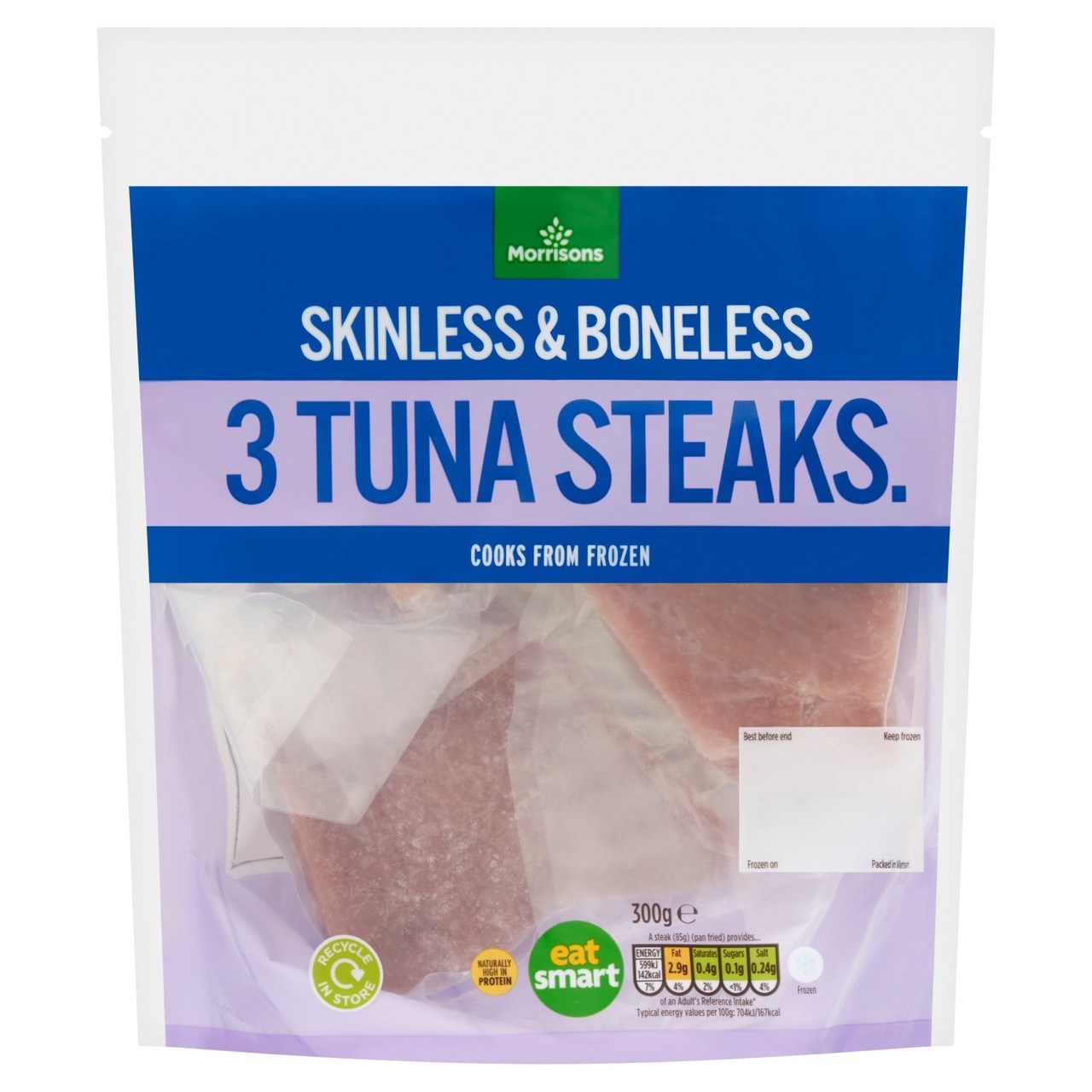Morrisons 3 Skinless & Boneless Tuna Steaks 300g