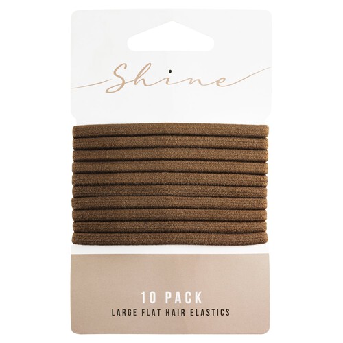 Shine Large Flat Hair Elastics Brown 