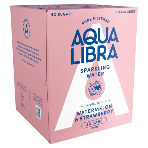 Aqua Libra Watermelon & Strawberry Sparkling Water  4 x 330ml