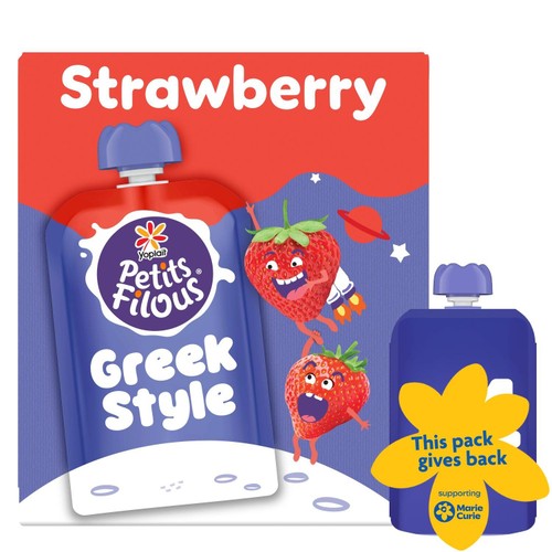 Petits Filous Kids Greek Style Strawberry Yoghurt Pouch 4x85g