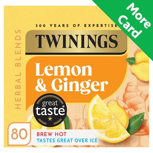 Twinings Lemon & Ginger Tea Bags 80s