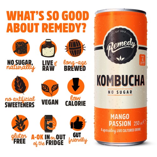 Remedy Kombucha Mango Passion 4 x 300ml