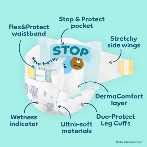 Pampers Premium Protection New Baby Size 3 70 Nappies Jumbo+ Pack