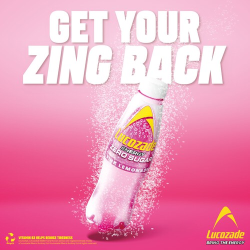 Lucozade Energy Zero Sugar Drink Pink Lemonade 