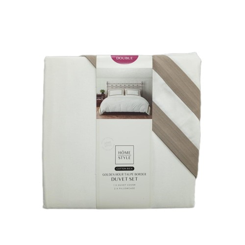 Home Style Golden Hour Cotton Rich Taupe Border Duvet Set Double