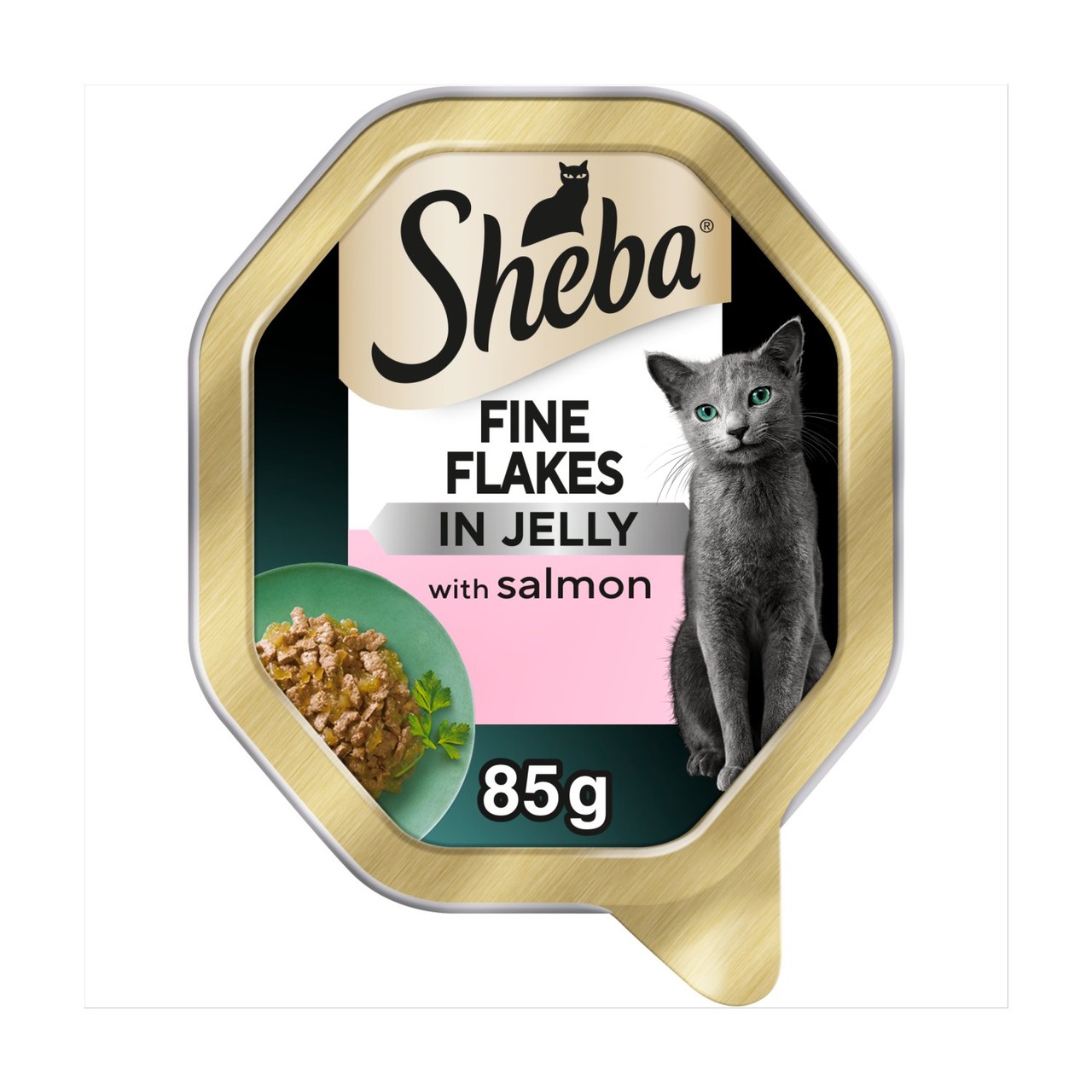 Sheba Fine Flakes Wet Cat Food Tray With Salmon In Jelly 85g