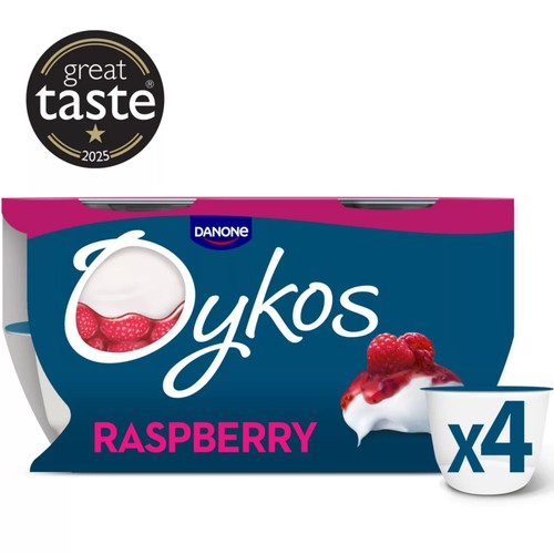 Oykos Raspberry Luxury Greek Style Yoghurt Dessert 4x110g