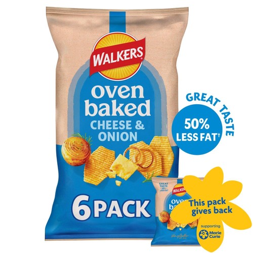 Walkers Baked Cheese & Onion Multipack Snacks Crisps 6 x 22g