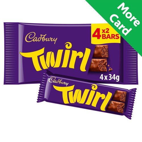 Cadbury Twirl Chocolate Bar 4 Pack Multipack