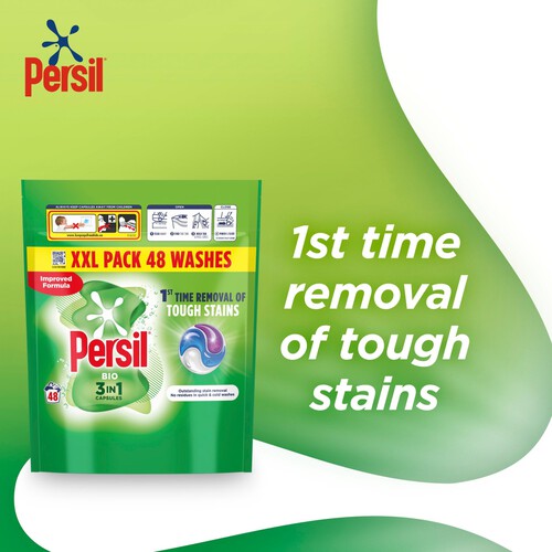 Persil Bio 3 in 1 Laundry Washing Detergent Capsules 48 Washes