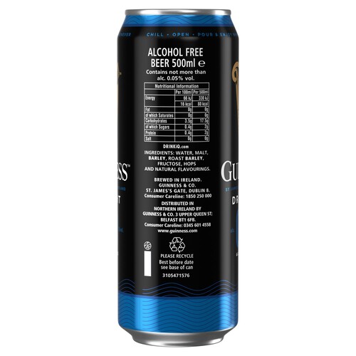 Guinness Draught Alcohol Free Stout Beer 0.0% vol Cans